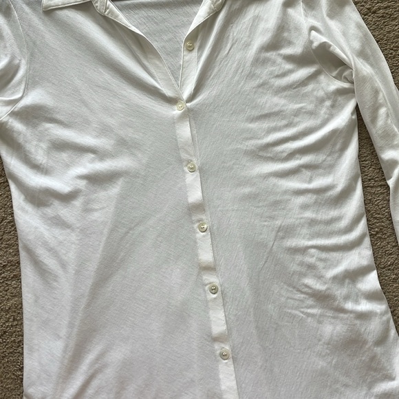 Eileen Fisher Organic Cotton Button Up Blouse Top W’s M White Basic Essential - Picture 14 of 14